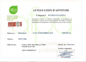 attestation d'aptitude à la manipulation des fluides frigorigènes - Clim Paca