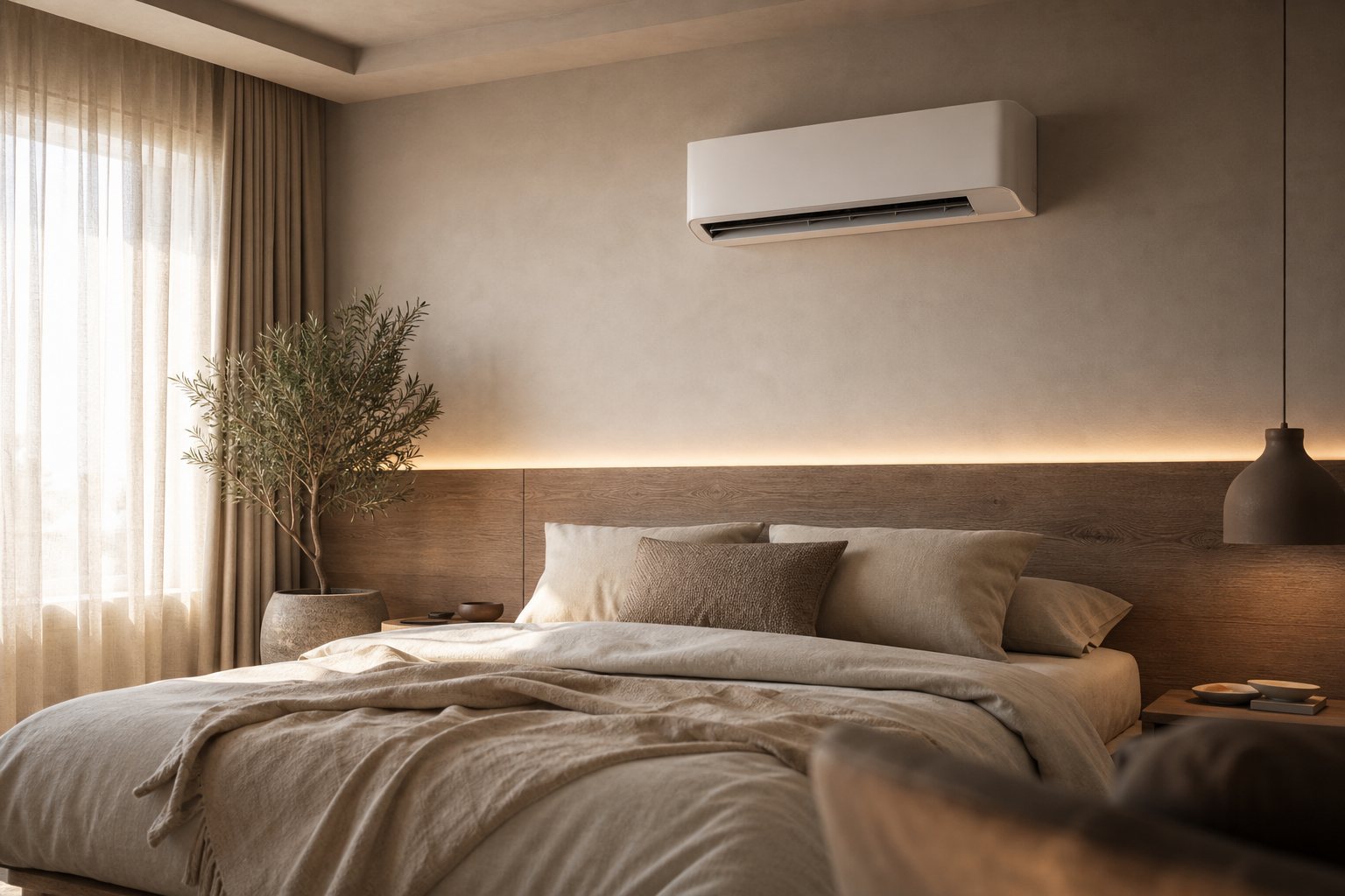 Climatisation murale dans une chambre moderne